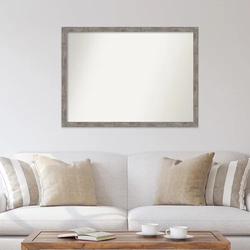 Vista 572 de Amanti Art Silver Bathroom Mirror for Over Sink, 26x35 Custom Made Marred Pewter Rectangle Vanity Mirror, Large Casual Wood Frame, Hangs Horizonally