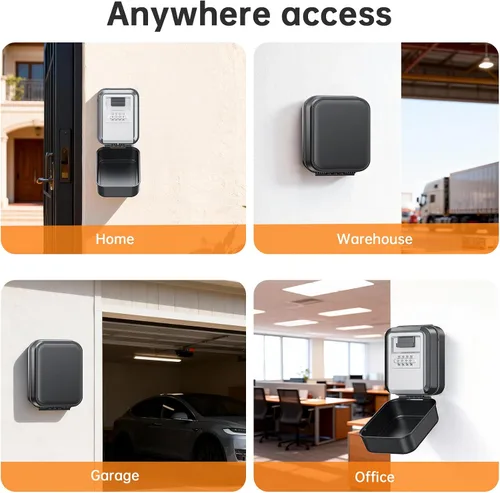 Vista 8 de Caja de Seguridad para Llaves con Diales Luminosos, Caja de Seguridad Impermeable para Montaje en Pared para Llaves con Código, Caja de Seguridad