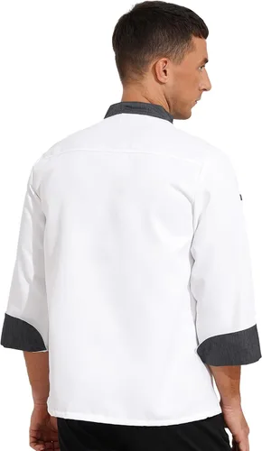 Vista 5 de Abrigo de chef unisex para hombre, chaqueta de chef de trabajo de doble botonadura