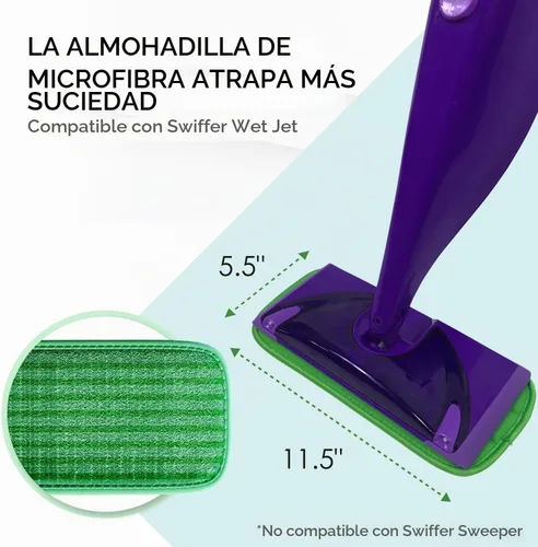 Vista 3 de Turbo Mops - Almohadillas reutilizables para mopa de suelo, paquete de 2, lavables a máquina, repuestos de mopa de microfibra de 12 pulgadas