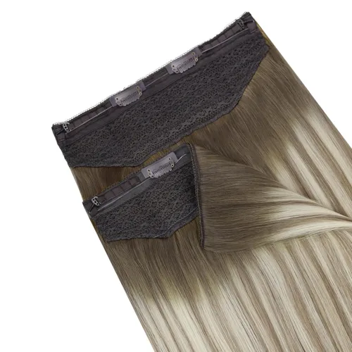 Vista 150 de Easyouth Extensión de cabello humano rubio con cola de caballo, extensiones de cabello humano rubio dorado con reflejos rubios, extensiones