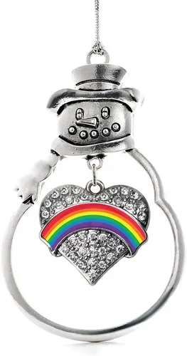 Vista 136 de Colgante de plata con diseño de Detroit con forma de corazón y muñeco de nieve con circonitas cúbicas