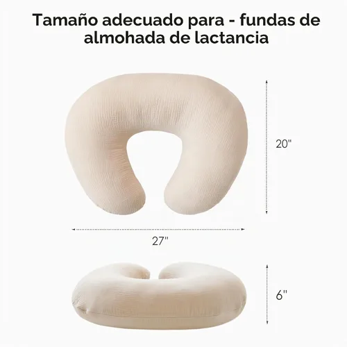 Vista 3 de MairMore Paquete de 2 Fundas de Almohada de Muselina para Lactancia, Transpirables 100% Algodón, Fundas Deslizables para Almohadas de Lactancia