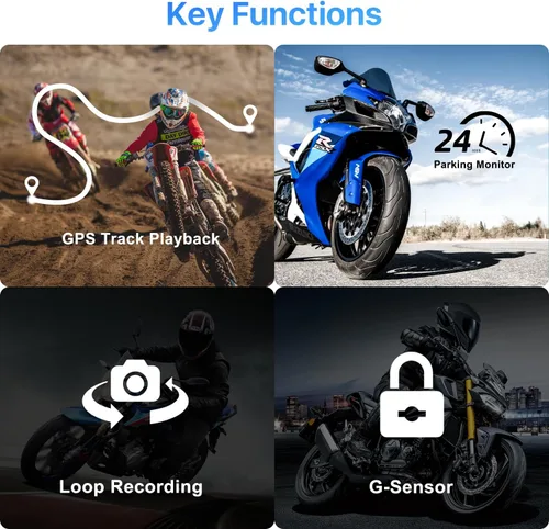 Vista 7 de DVR de motocicleta: Apple Carplay inalámbrico, Android Auto, TPMS, cámaras Dual HD 1080P, GPS, sensor G, Siri y Google Voice, pantalla táctil IPS