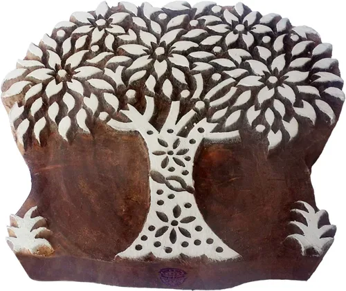 Vista 7 de Sello de madera de arcilla Patrón de árbol grande Bloque de impresión grande