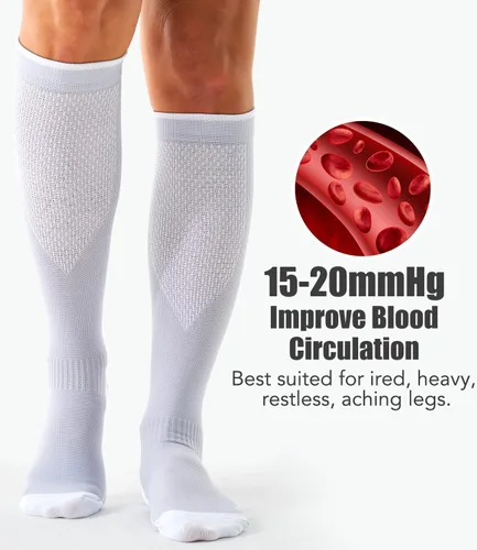 Vista 81 de Paquete de 3 pares de calcetines de compresión médica para mejorar la circulación de mujeres y hombres, para correr, hacer deporte y amamantar