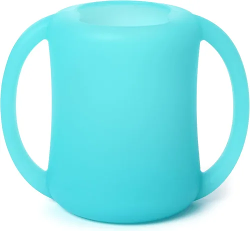 Vista 8 de PrimaStella Taza de entrenamiento de silicona para bebés y niños pequeños con asas (coral)