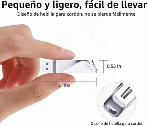 Vista 7 de SSK Memoria USB 3.2 Flash de 64 GB hasta 200 MB/s Dual USB A+C Memory Stick