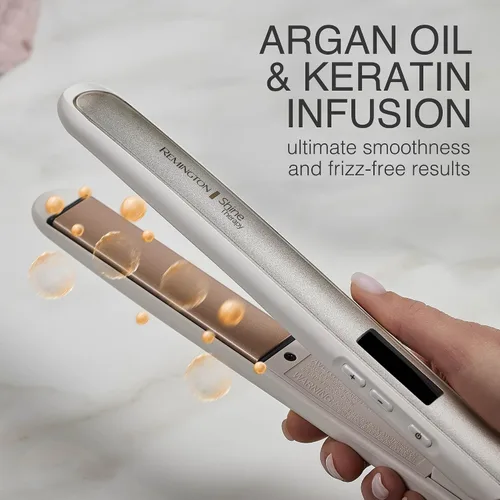 Vista 6 de Remington Shine Therapy - Plancha alisadora de pelo de 1 pulgada, plancha plana infundida con aceite de argán y queratina, plancha plana profesional