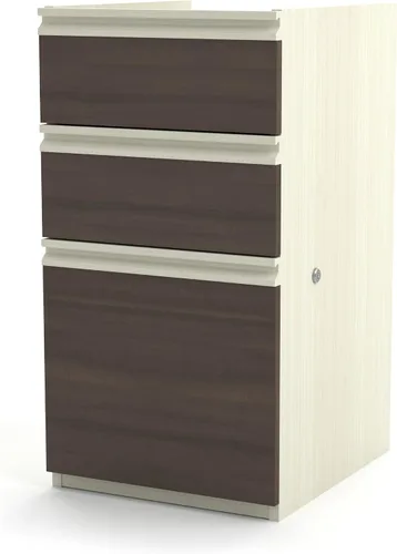 Vista 5 de Bestar Prestige + Pedestal complementario, 16 W, gris ladrido y pizarra 1 file drawer; for home office use; Cherry Wood construction; Classic