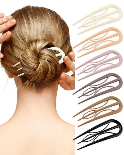 Vista 8 de AWAYTR 6 horquillas de pelo francés, tenedor en forma de U para mujeres Ámbar