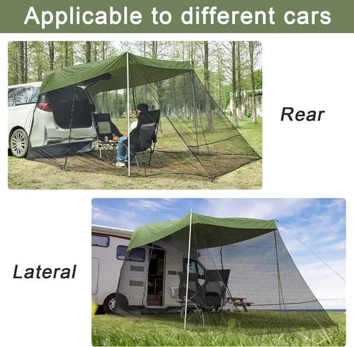 Vista 5 de G4Free Toldo Refugio Solar para Automóvil con Mosquitera, Carpa Portátil para SUV Toldo de Sombra para Puerta Trasera para Camping al Aire Libre