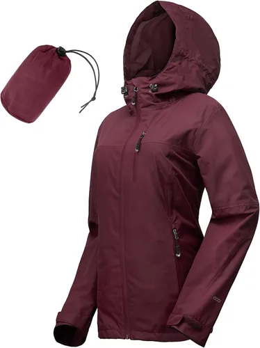 Vista 15 de Chaqueta impermeable plegable para mujer 33,000ft, ligera, impermeable, con capucha, para ciclismo y bicicleta, cortavientos Tono aguamarina