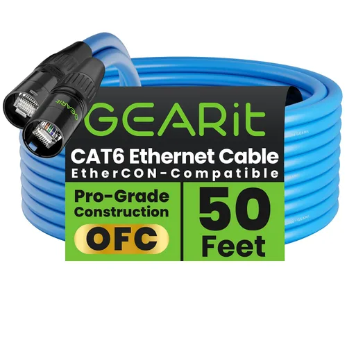 Vista 16 de GEARit Cable Ethercon CAT6 blindado (3 pies) de audio profesional e iluminación RJ45 EtherCON Cable compatible con EtherCON para estudio, escenario