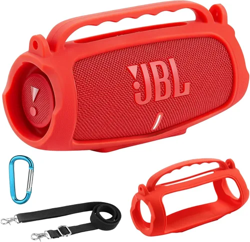 Vista 11 de Funda de silicona compatible con altavoz Bluetooth portátil impermeable JBL Charge 5 (azul)