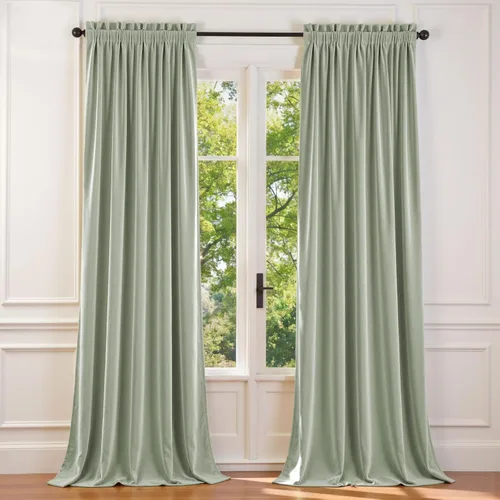 Vista 29 de Lazzzy - Cortinas de terciopelo blanco de 63 pulgadas de largo para sala de estar o dormitorio, cortinas con filtro de luz, aislación térmica