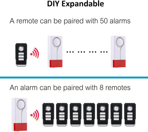 Vista 6 de Alarma abierta para puerta y ventana, control remoto inalámbrico, sensor magnético, timbre antirrobo, seguridad para el hogar, protección para casa
