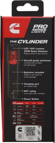 Vista 8 de Cummins CMN35361 Pro Series Cilindro P50 LED linterna recargable 1800 lúmenes LED múltiples modos de luz más banco de energía