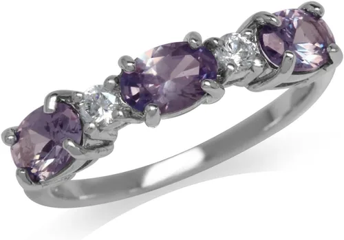 Vista 3 de Silvershake 3 Stone White Gold Plated 925 Sterling Silver Ring