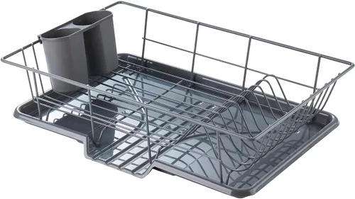 Vista 14 de Sweet Home Collection - Juego de escurridor de platos de 3 piezas que ahorra espacio: Organizador de cocina eficiente para secado rápido y Beige