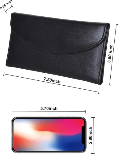 Vista 3 de Leatherboss - Cartera de cuero genuino para mujer, todo en uno, tarjetero de débito, Negro -, Cartera con tarjetero