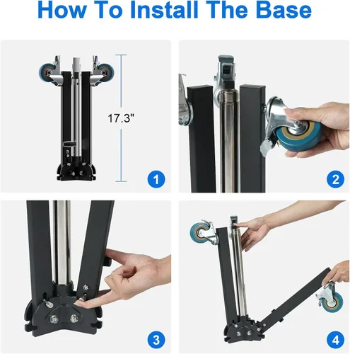 Vista 7 de Selens Soporte de luz resistente de 98.4"/250cm con 2 empuñaduras de pistola, postes desmontables, ruedas giratorias de 360°, adaptador de tornillo
