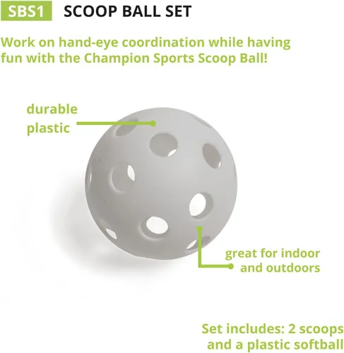 Vista 5 de Champion Sports Scoop Ball & Catch Games – Lightweight Plastic Toss & Catch Sets for All Ages