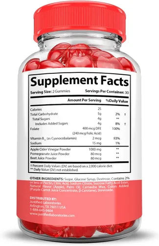 Vista 4 de Justified Laboratories Gomitas Keto Bites Keto ACV (1000 mg) 60