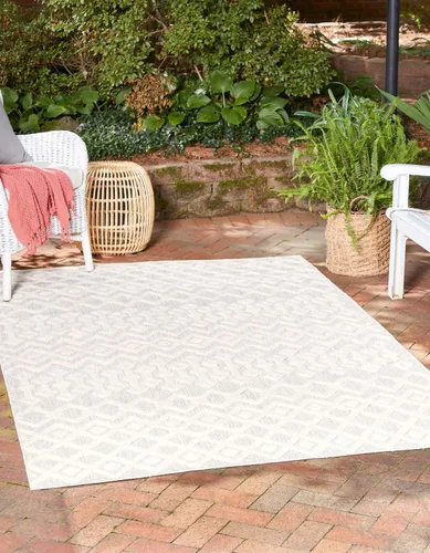 Vista 26 de Unique Loom Alfombra de área de la colección texturizada Trellis para exteriores, color osage, 2 x 3 pies, rectangular, color aguamarina