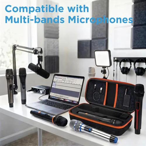 Vista 3 de Funda de micrófono inalámbrico compatible con el sistema de dos micrófonos Negro