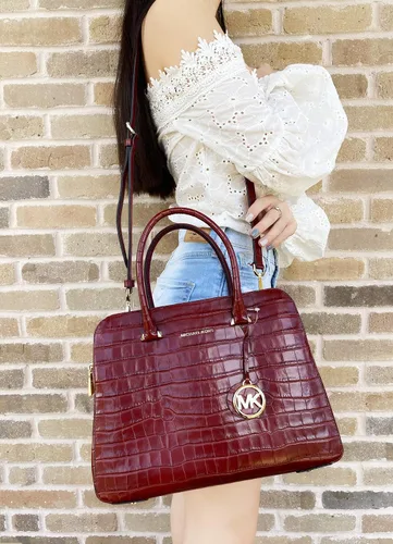 Vista 3 de Michael Kors Houston - Bolso mediano con doble cremallera de cuero en relieve Brandy M