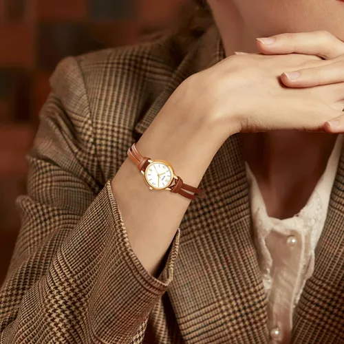 Vista 6 de BUREI Reloj de pulsera analógico de cuarzo para mujer, correa de cuero, reloj de pulsera Relogio Feminino, regalo para mujer