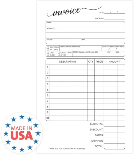 Vista 6 de Stylish Script - Bloc de formulario de factura sin carbono de 2 partes, 50 hojas, 3.4 x 5.5 pulgadas, libro de recibos de venta de pedidos de compra