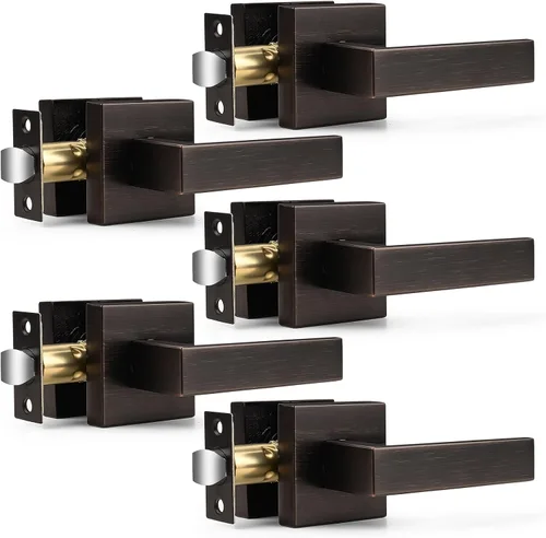 Vista 30 de Probrico Palanca de Paso Interior Negro Mate, Manija de Puerta de Pasillo y Armario sin Llave de Servicio Pesado, Herrajes de Interior Resistentes