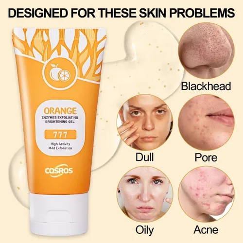 Vista 2 de 2 unidades de gel exfoliante naranja para la piel de la cara y el cuerpo, exfoliante hidratante de limpieza profunda, gel exfoliante de naranja