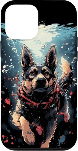 Vista 15 de iPhone 16 German Shepherd Dog Diving Swimming Underwater Case