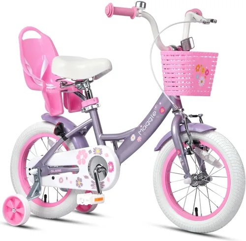 Vista 24 de Glerc Maggie Girls Bike, 12-20 Inch Kids Bike for 2-13 Years Old Children, Princess Style Kids Bicycle with Doll-Seat & Basket & Training Wheels