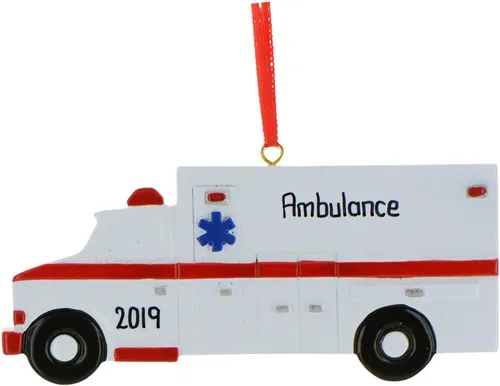 Vista 2 de Adorno de Navidad personalizado de ambulancia 2024 – Decoración de Navidad para vehículos, adorno de Navidad con temática médica, adorno