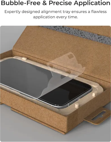 Vista 2 de iOttie Terra - Protector de pantalla de vidrio templado para iPhone 16, grado militar, dureza 9H, inastillable, resistente a los arañazos