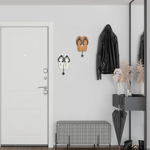 Vista 6 de Aecipl Ganchos de pared de madera para colgar chanclas, letrero de decoración temática de playa, gancho náutico para toallas para baño, dormitorio