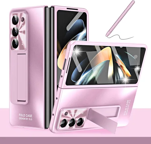 Vista 12 de Miimall Funda compatible con Samsung Galaxy Z Fold 4 con S Pen, protector de pantalla frontal integrado + soporte + soporte para bolígrafo, funda