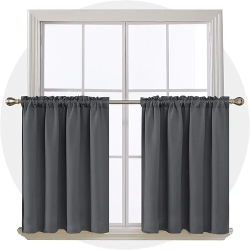 Vista 161 de Deconovo Cortinas opacas, aislamiento térmico, dobladillo para barra, reducción de ruido, certificado Oeko-TEX, cortinas de oscurecimiento