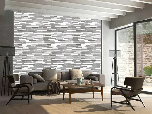 Vista 2 de Dundee Deco Panel de pared 3D de PVC de imitación blanco y gris, 3.1 pies x 1.6 pies (37.4 in x 18.9 in), decoración de paneles de pared de diseño