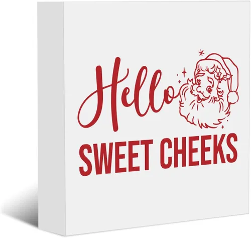 Vista 10 de Divertida decoración de Navidad para baño, decoración de Navidad para interiores, decoración de Papá Noel, decoración de madera con texto en inglés
