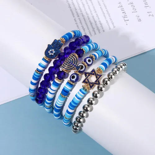 Vista 133 de Surfer Heishi - Pulseras apilables para mujer, apilables, de vinilo arcoíris, disco de arcilla, pulseras elásticas para la amistad, joyería bohemia