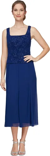 Vista 2 de Alex Evenings Vestido tipo chaqueta con botones frontales para mujer