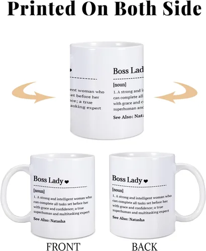 Vista 2 de Regalos para mujer jefa, regalos divertidos de oficina, taza de café con nombre personalizado, regalo para el día de la jefa, regalo inspirador