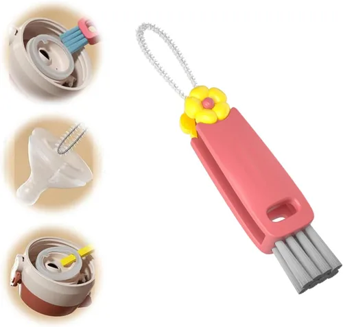 Vista 2 de Cepillo de limpieza de huecos de tapa de taza 3 en 1, cepillo multifuncional para botellas, limpiador de huecos de tapa de taza, herramientas