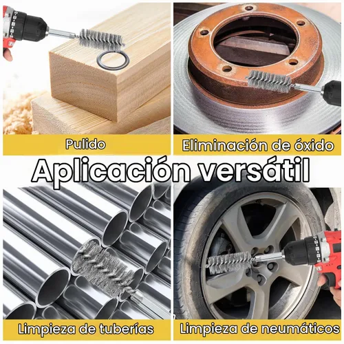 Vista 6 de 24 cepillos de acero inoxidable, cepillo de limpieza de alambre trenzado, cepillo de taladro de alambre con mango hexagonal de 1/4 pulgadas, cepillo