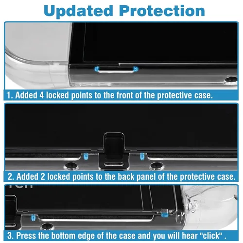 Vista 4 de TIKOdirect Transparent Case Compatible with Nintendo Switch OLED, Dockable Clear Protective Case for Switch OLED, Comfort Grip Case with
